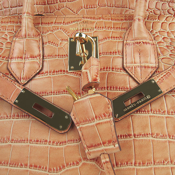 Replica Hermes Birkin 30CM Crocodile Veins Bag Orange 6088 On Sale - Click Image to Close